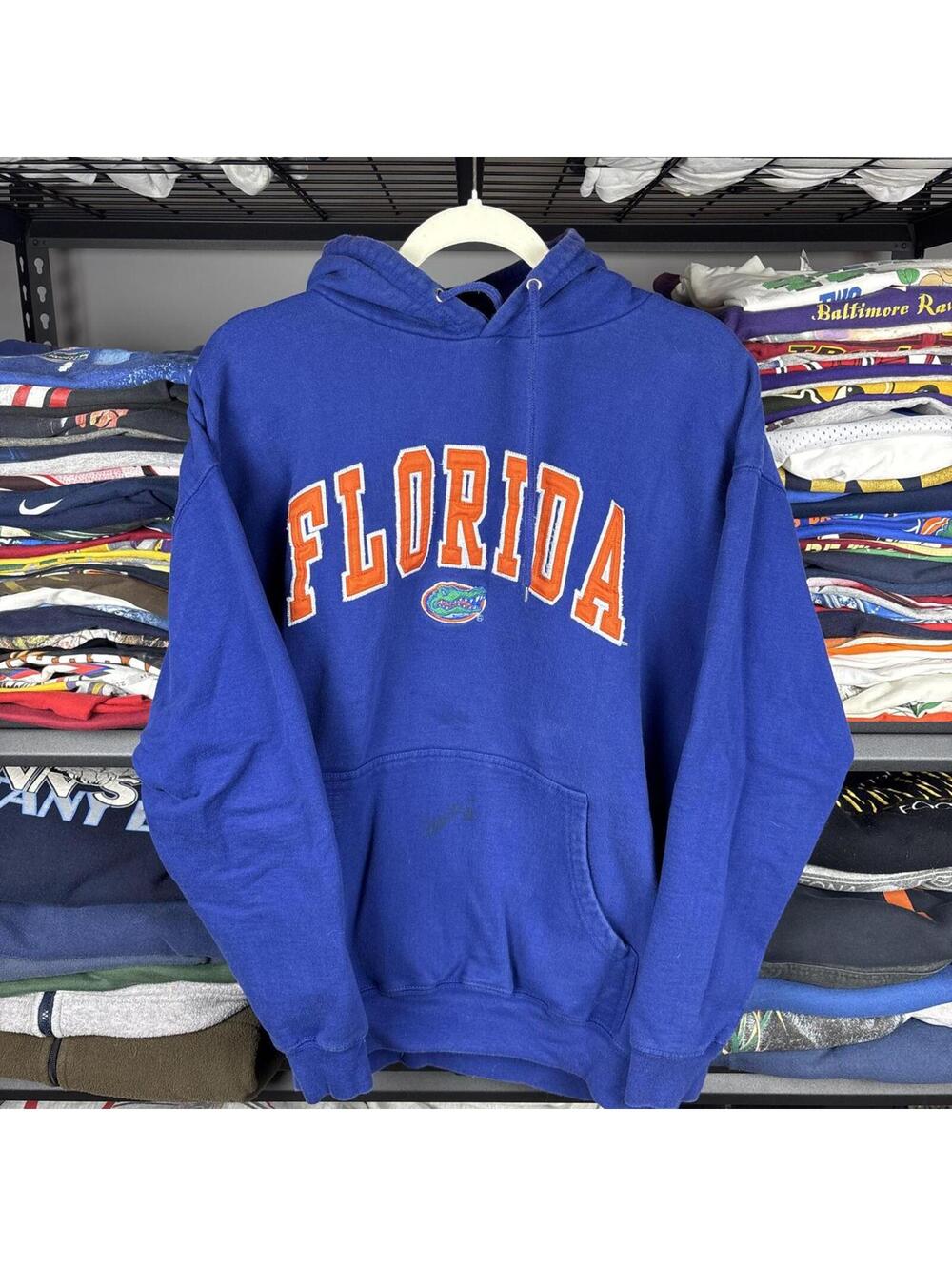 Vintage Y2K Florida Gators Spellout Pullover Hoodie L Blue OVB